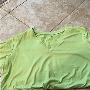 Classic V-Neck Women's Top in Lime Green